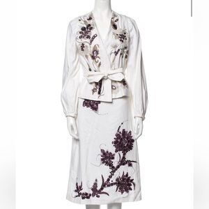 DRIES VAN NOTEN embellished embroidered skirt suit M